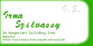 irma szilvassy business card