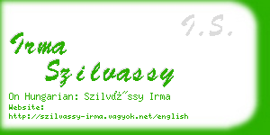 irma szilvassy business card